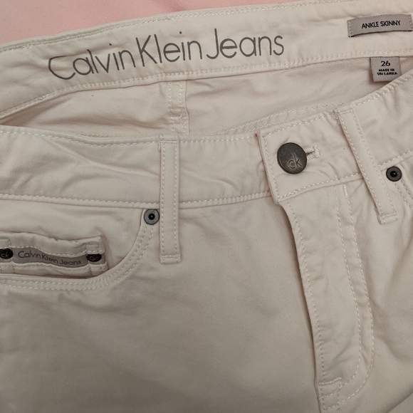 CALVIN KLEIN Women's Ankle Skinny Pants Off-White Size 26 - Picture 5 of 6